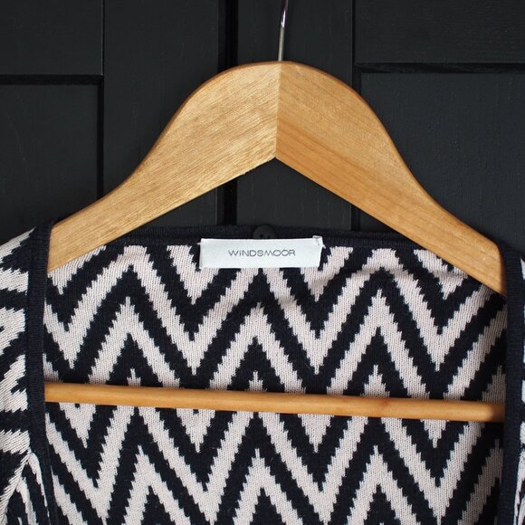Windsmoor | Cotton/Wool Black and White Open Cardigan - Picture 2 of 4